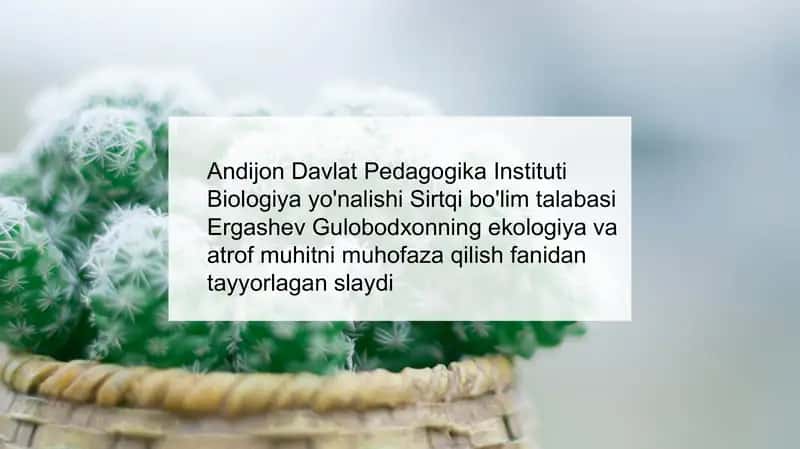 Ekologiya va atrof-muhitni muhofaza qilish 1