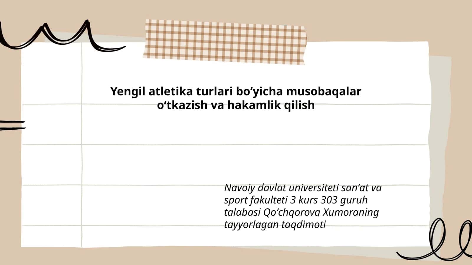 Yengil atletika turlari boʻyicha musobaqalar oʻtkazish va hakamlik qilish 1