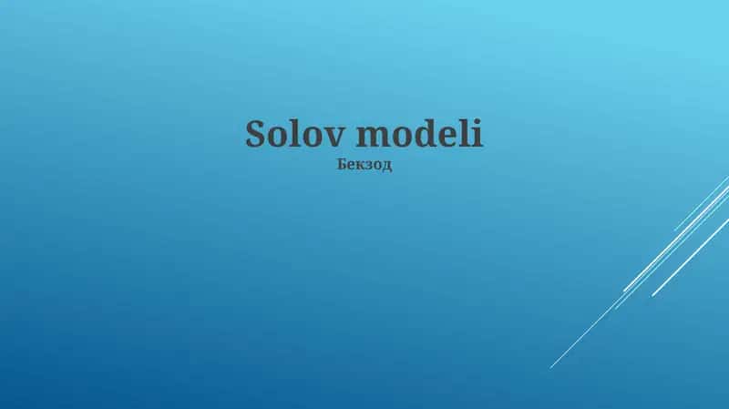 Yagona Model Asoslari 1
