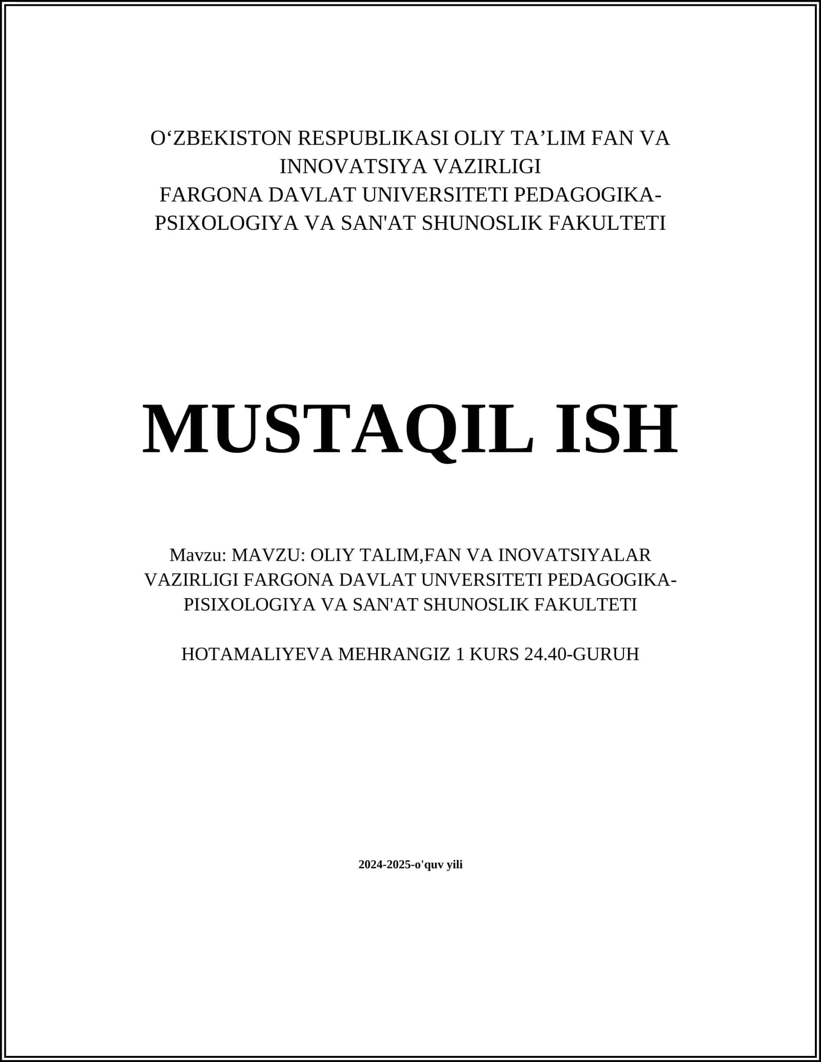 Oliy ta’lim tizimidagi islohotlar 1