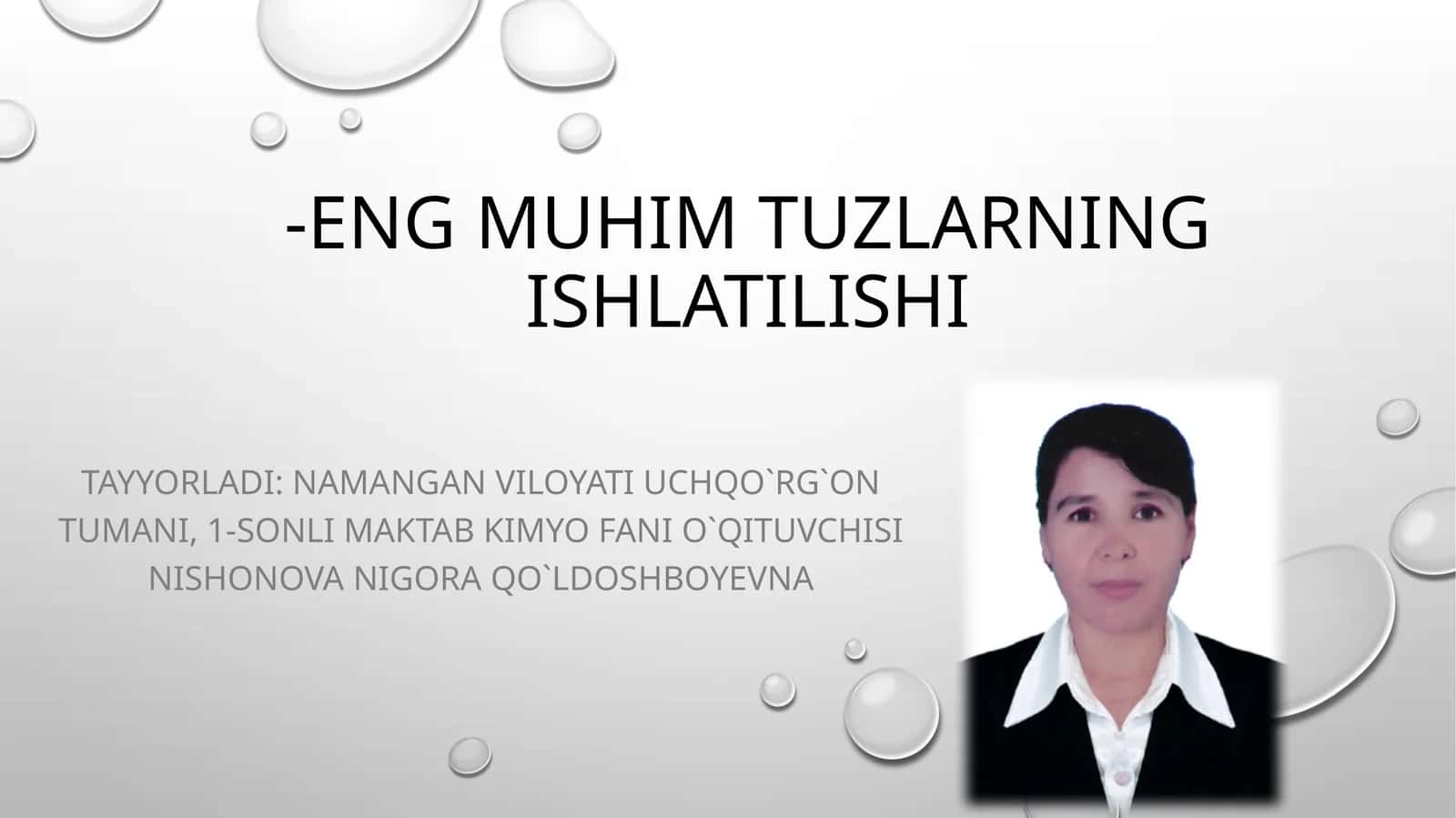 Eng muhim tuzlarning ishlatilishi 1