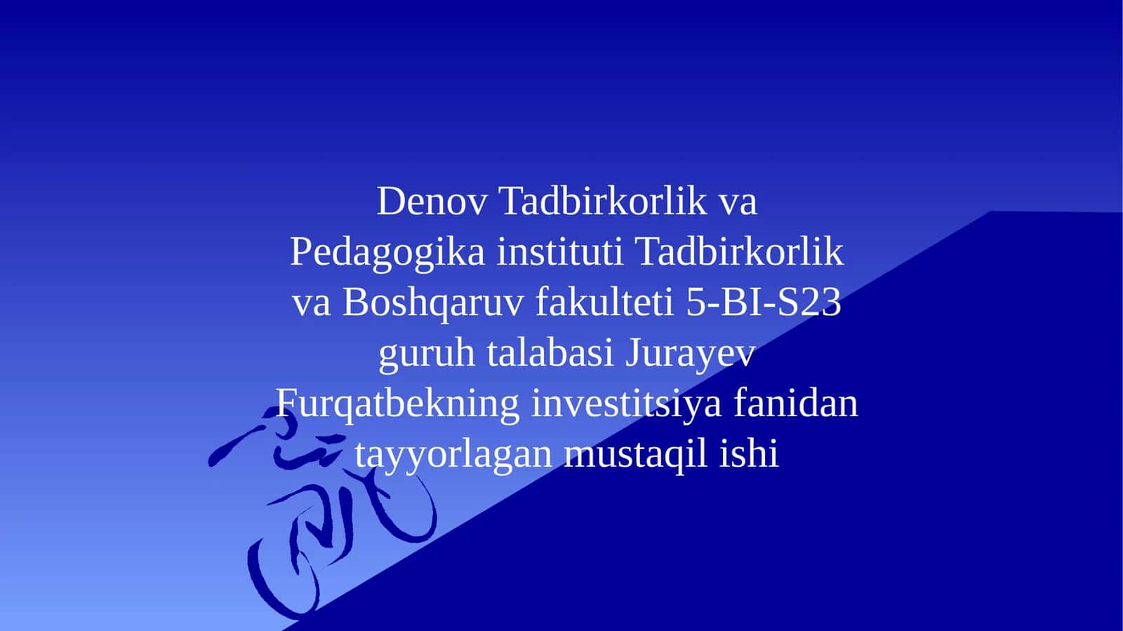 Investitsiya loyihasi tushunchasi 1