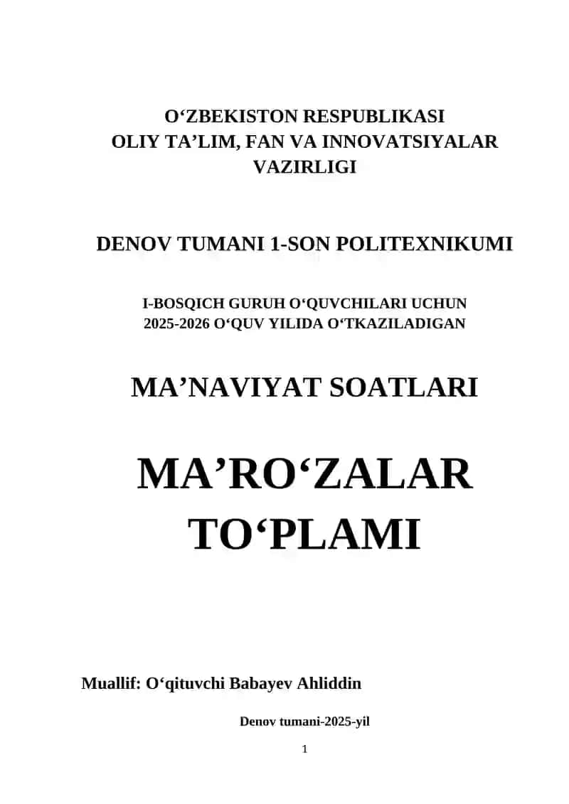 MA’NAVIYAT SOATLARI