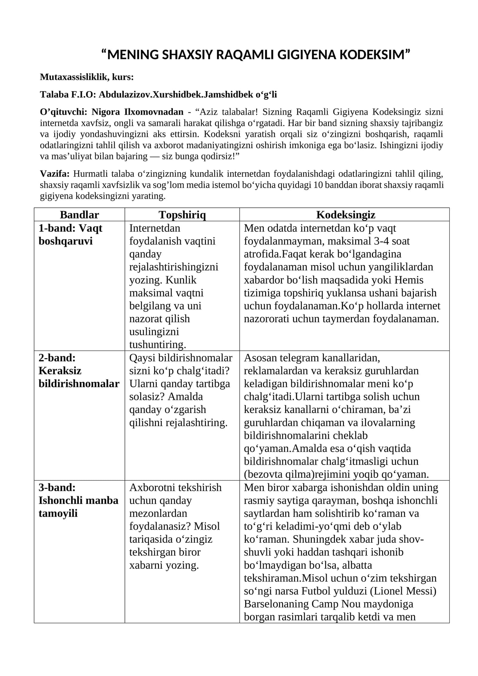 Mening shaxsiy raqamli gigiyena kodeksim 1
