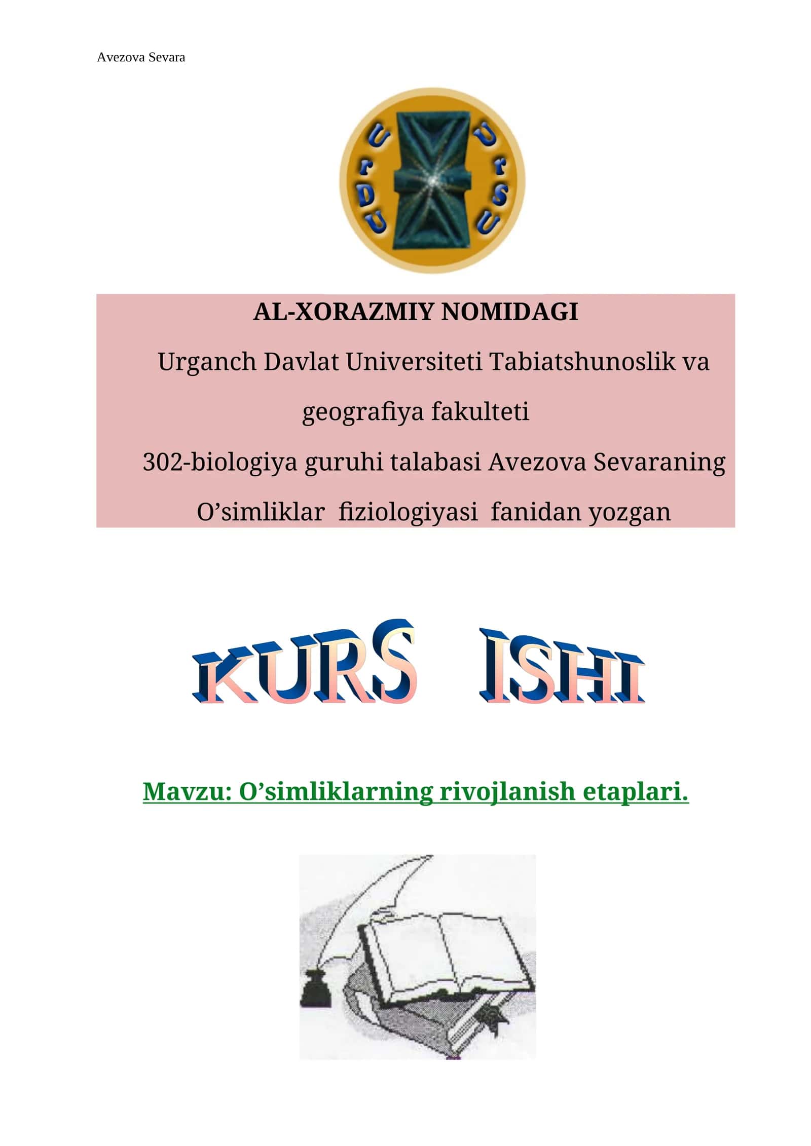 O’simliklar fiziologiyasi 1
