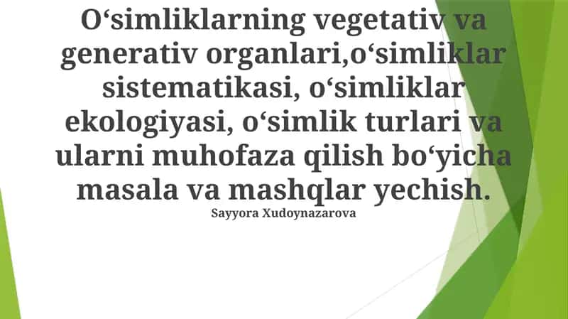 O'simlikning Vegetativ va Generativ Organlari 1