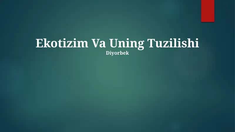 Ekotizim Va Uning Tuzilishi 1