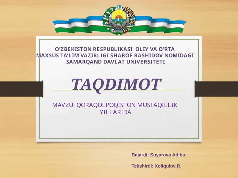 QORAQOLPOQISTON MUSTAQILLIK YILLARIDA 1