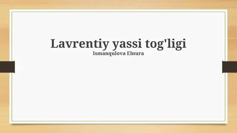 Lavrentiy Yassi tizmasi 1