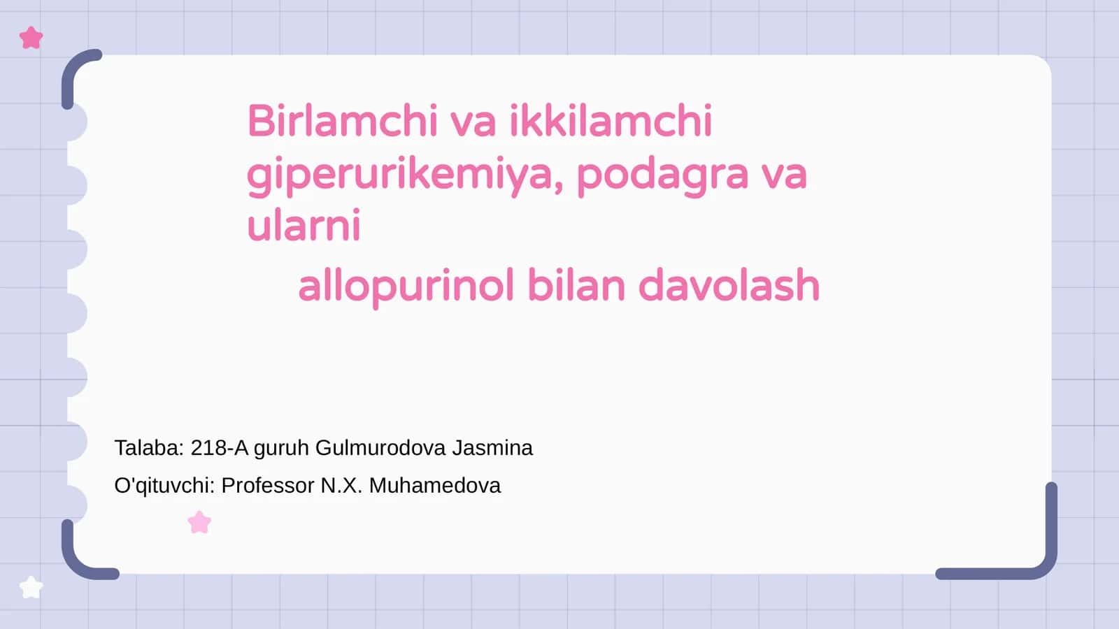 Birlamchi va ikkilamchi giperurikemiya, podagra va ularni allopurinol bilan davolash 1