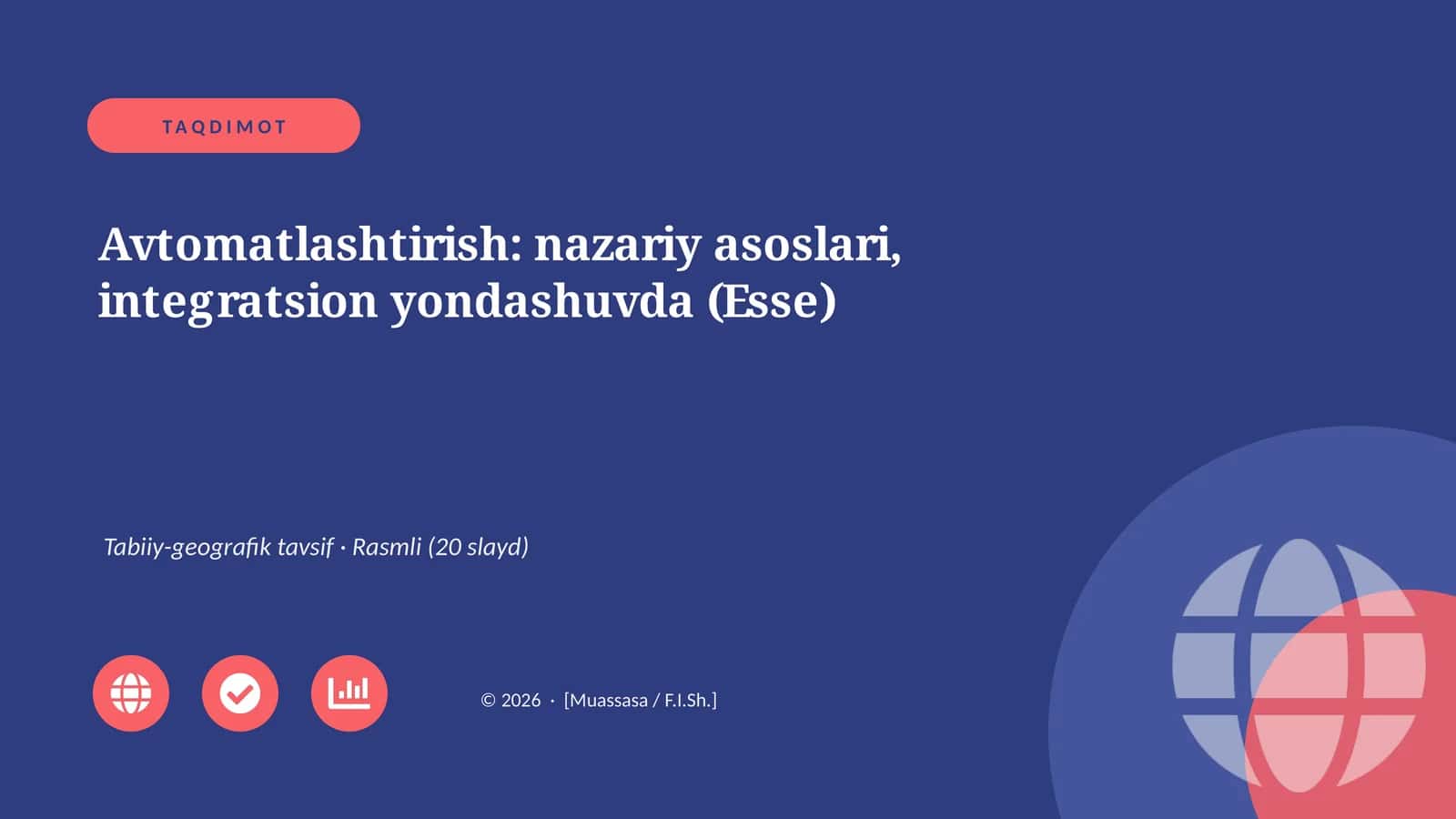 Avtomatlashtirish: nazariy asoslari, integratsion yondashuvda (Esse) 1