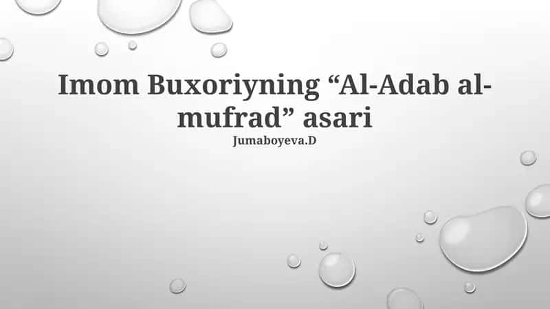 Al-Adab al-Mufrad 1