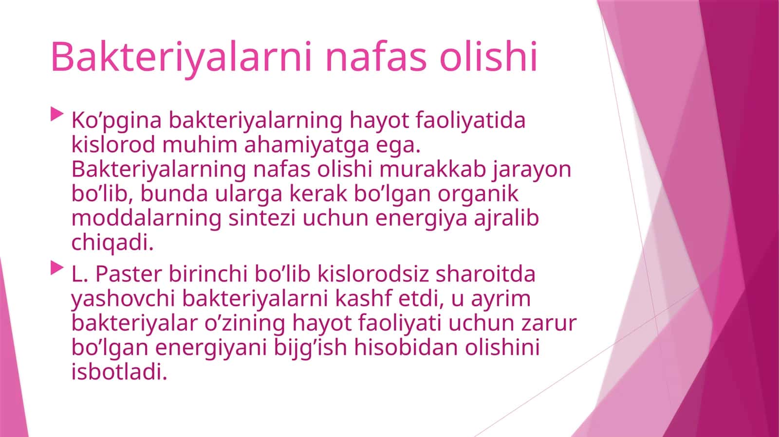 Bakteriyalarning nafas olishi 1