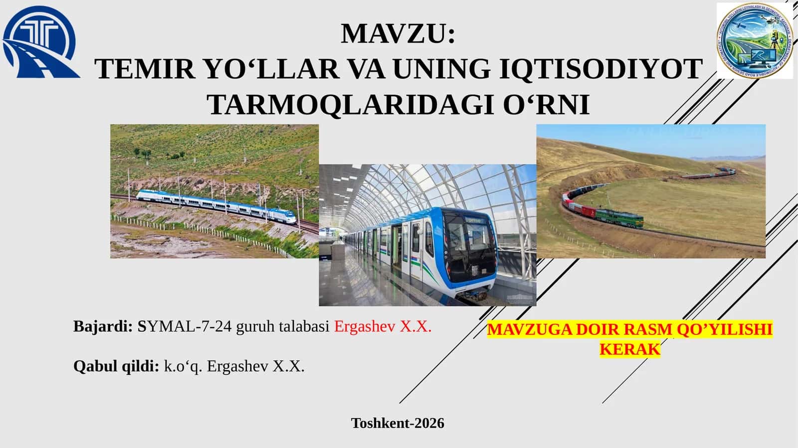 TEMIR YO‘LLAR VA UNING IQTISODIYOT TARMOQLARIDAGI O‘RNI 1
