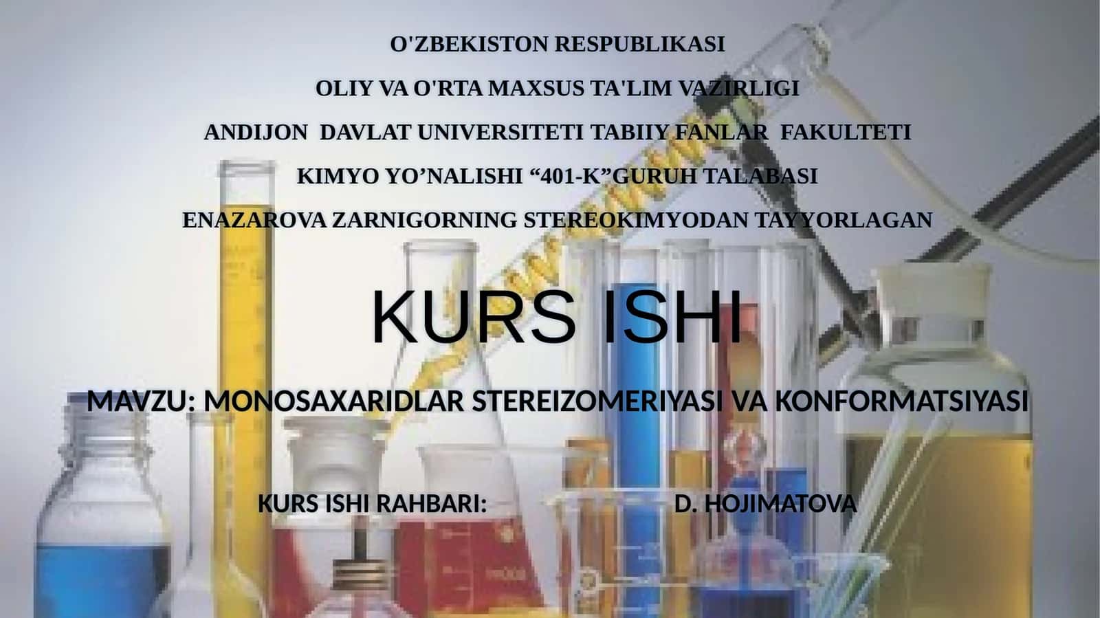 MONOSAXARIDLAR STEREIZOMERIYASI VA KONFORMATSIYASI 1