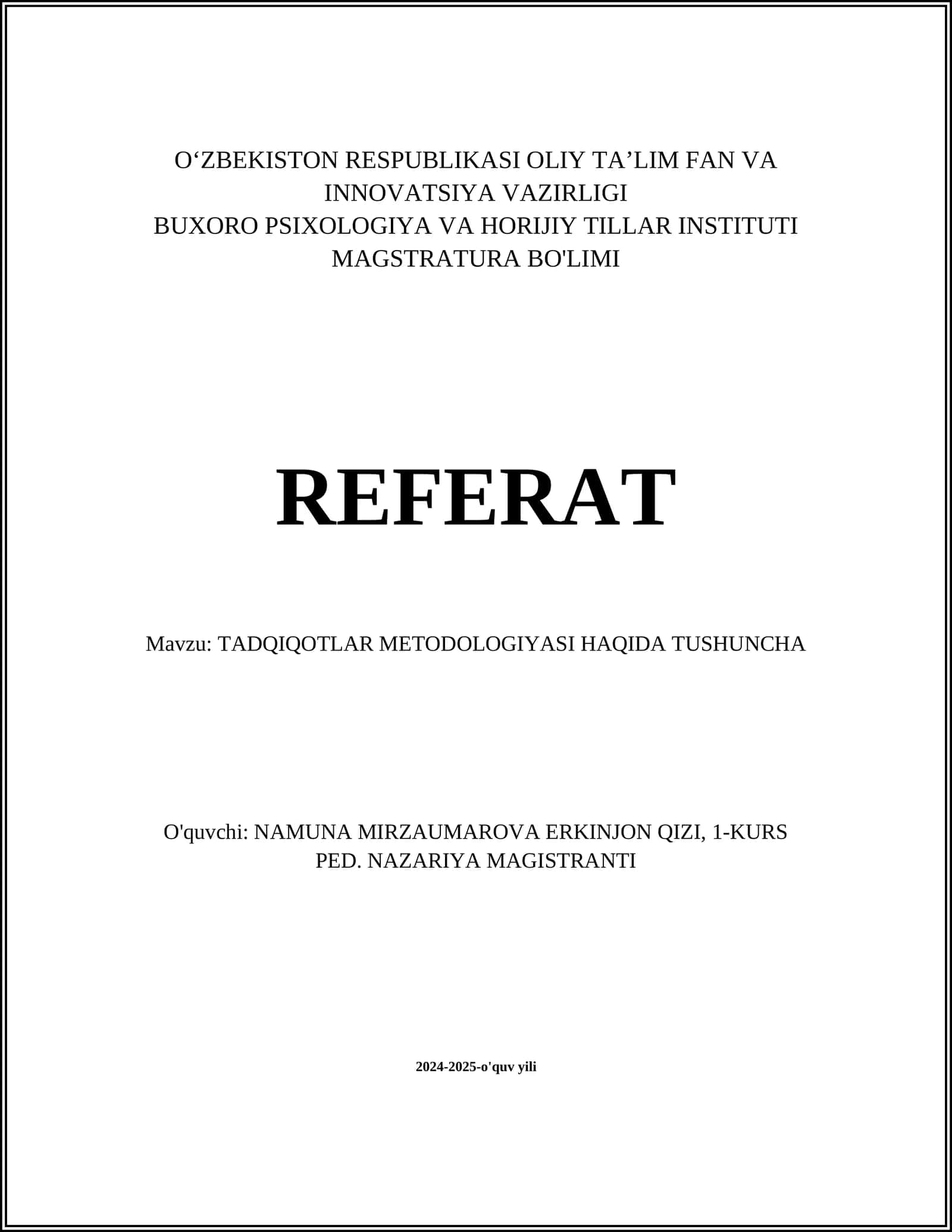 TADQIQOTLAR METODOLOGIYASI HAQIDA TUSHUNCHA 1