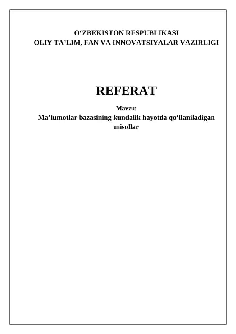 Ma'lumotlar Bazalari 1