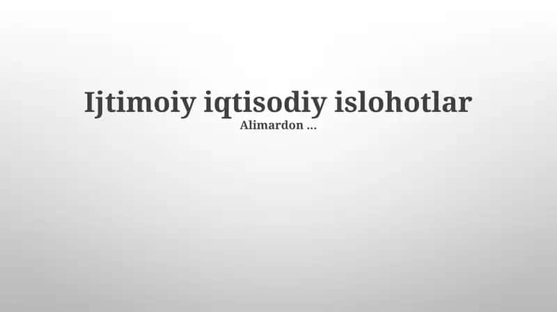 Iqtisodiy Islohotlar va Ularning Natijalari 1