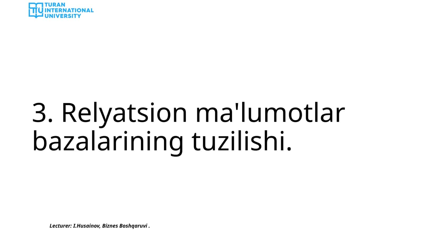 Relyatsion ma'lumotlar bazalarining tuzilishi 1