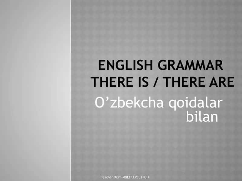 THERE IS THERE ARE ENGLISH GRAMMAR 1