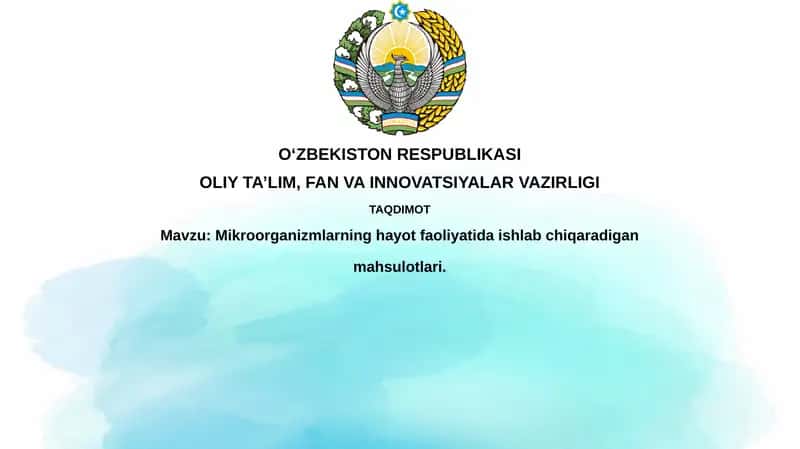 Mikroorganizmlarning hayot faoliyatida ishlab chiqaradigan mahsulotlari 1