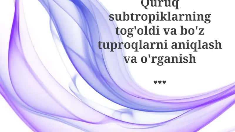 Quruq subtropiklarning tog'oldi va bo'z tuproqlarni aniqlash va o'rganish 1