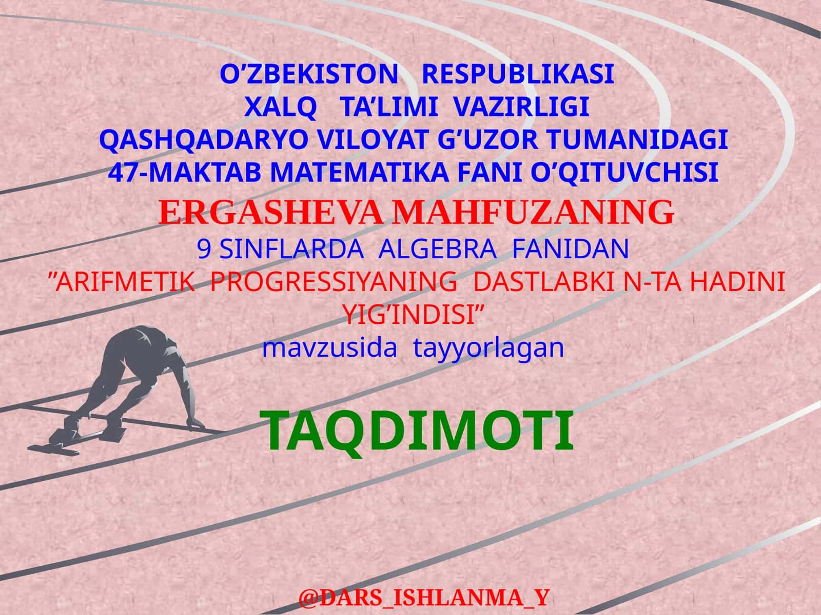 Arifmetik progressiya dastlabki n-TA hadini yig'indisi 1