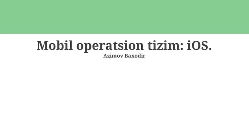 iOS Operatsion Tizimi 1