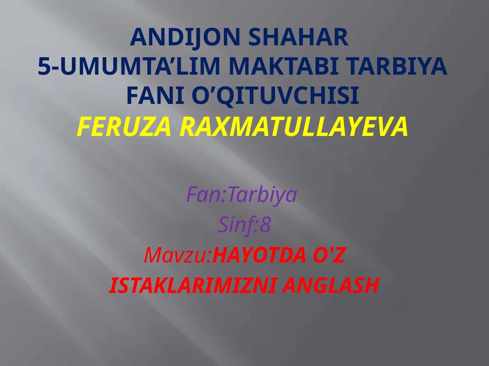 HAYOTDAO'Z ISTAKLARIMIZNI ANGLASH 1