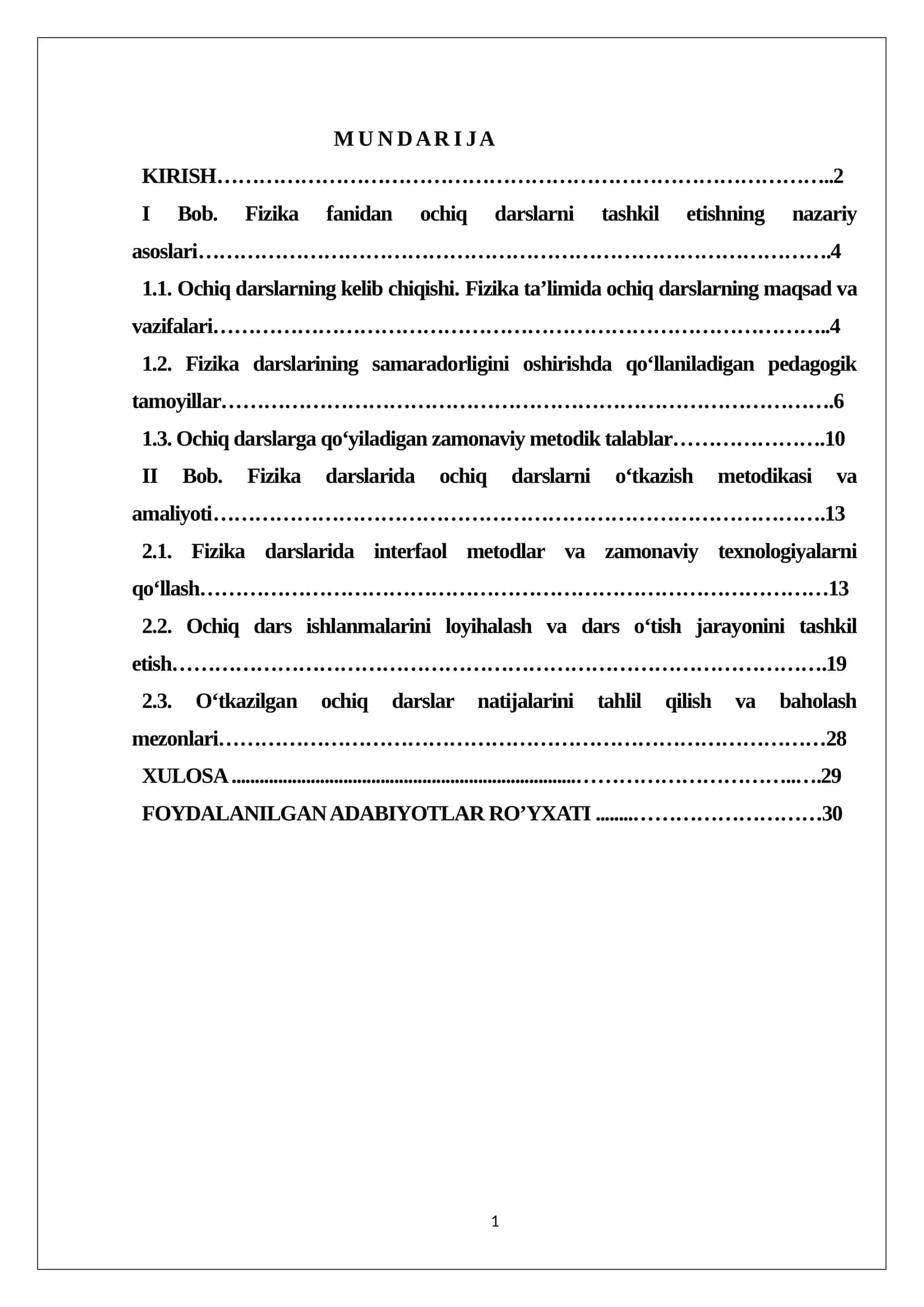 Fizika fanidan ochiq darslarni tashkil etishning nazariy asoslari va amaliyoti 1