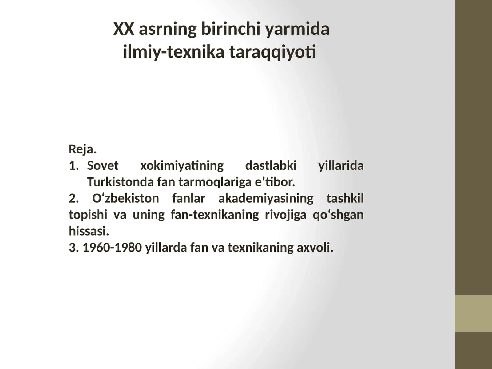XX asrning birinchi yarmida ilmiy-texnika taraqqiyoti 1