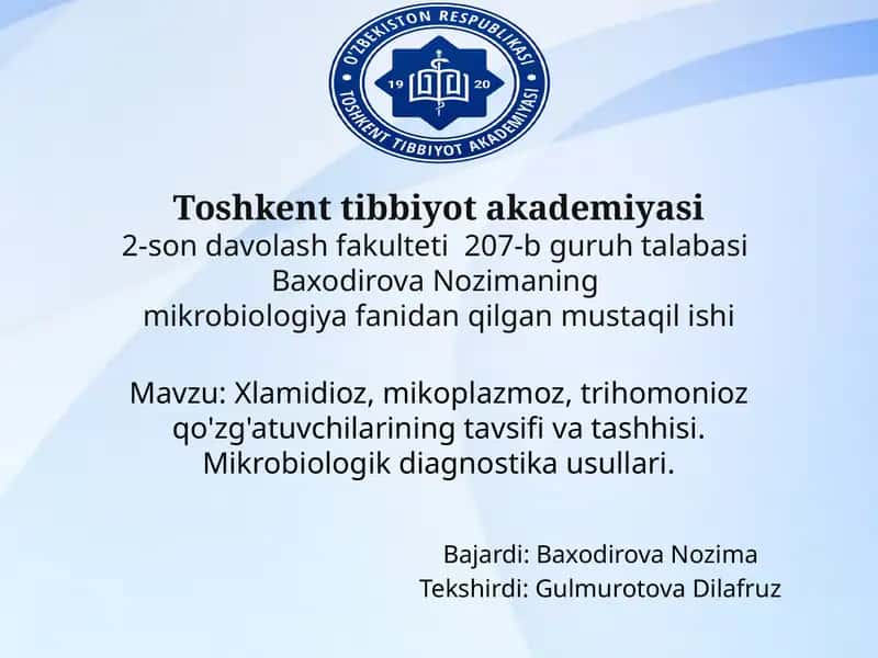 Mikrobiologiya fanidan mustaqil ish 1