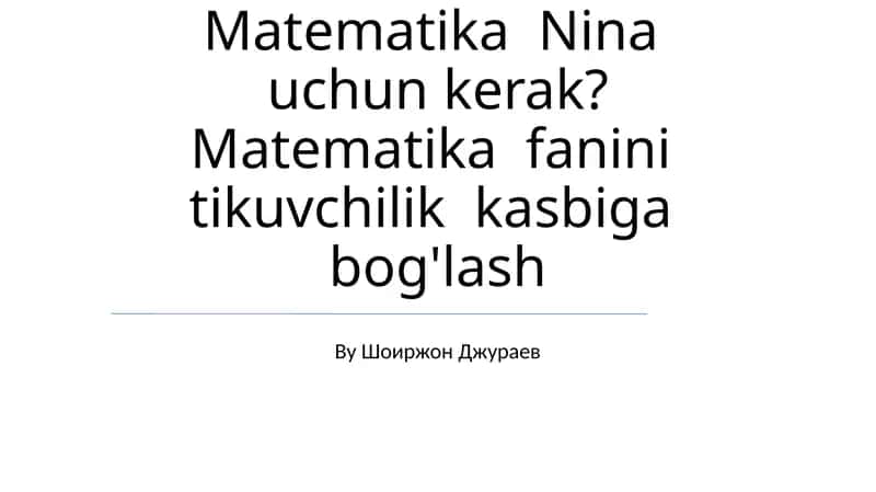 Matematika Nina uchun kerak? Matematika fanini tikuvchilik kasbiga bog'lash 1