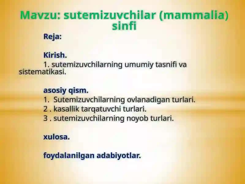 Sutemizuvchilar (mammalia) sinfi
