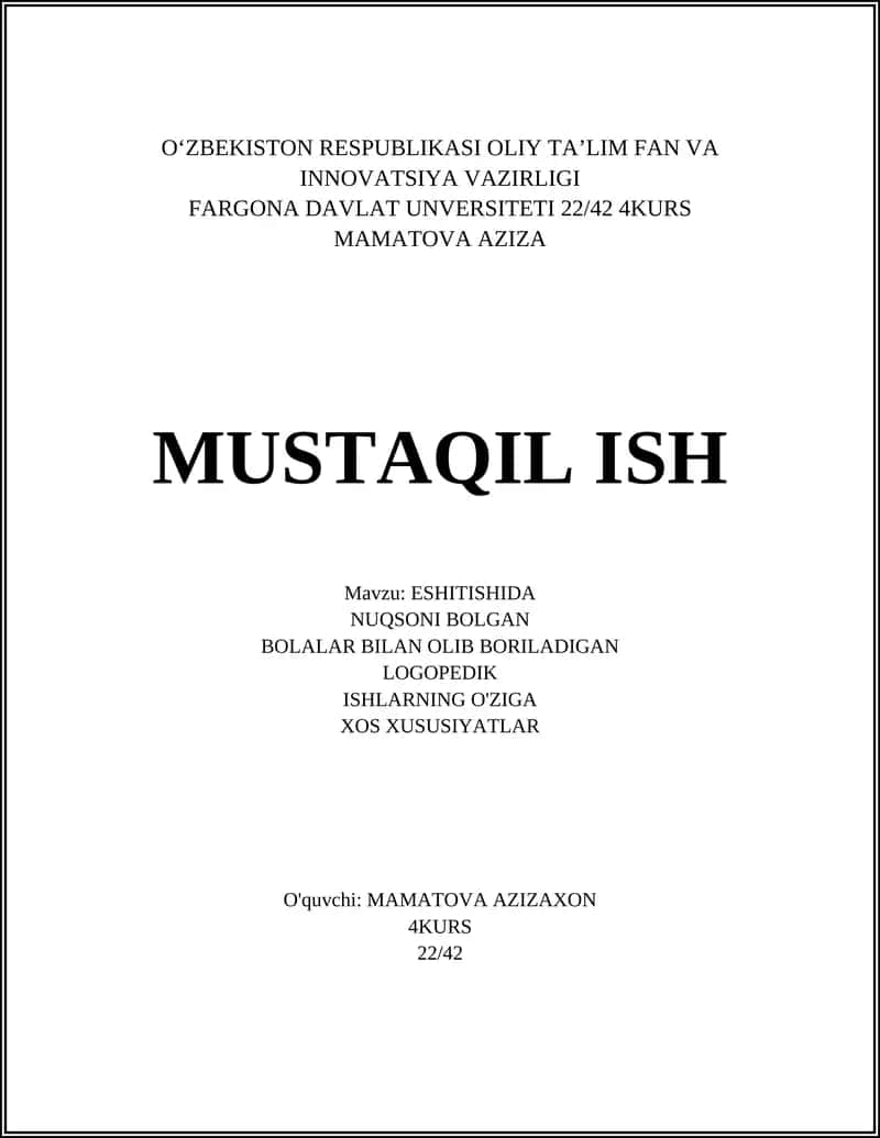 ESHITISHIDA NUQSONI BOLGAN BOLALAR BILAN OLIB BORILADIGAN LOGOPEDIK ISHLARNING O'ZIGA XOS XUSUSIYATLAR 1