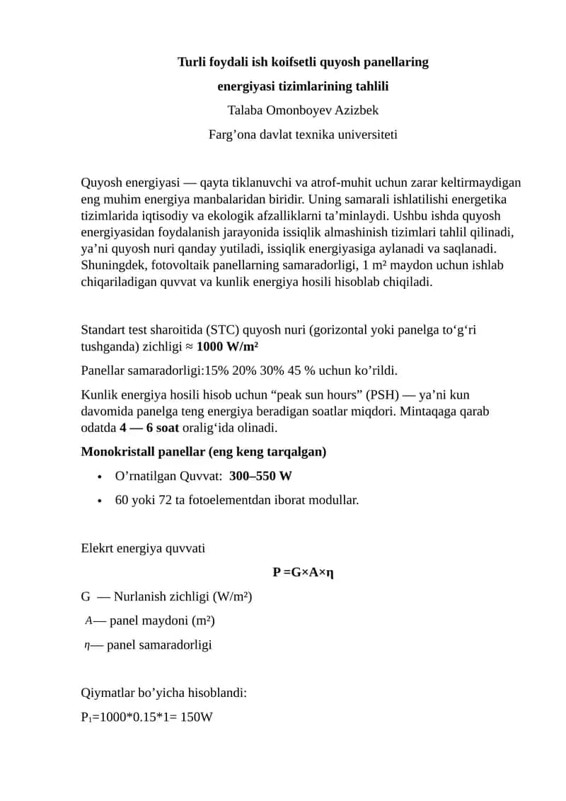 Quyosh Panellari 1