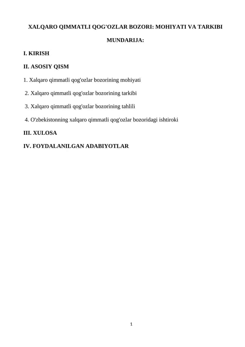 XALQARO QIMMATLI QOG'OZLAR BOZORI: MOHIYATI VA TARKIBI 1