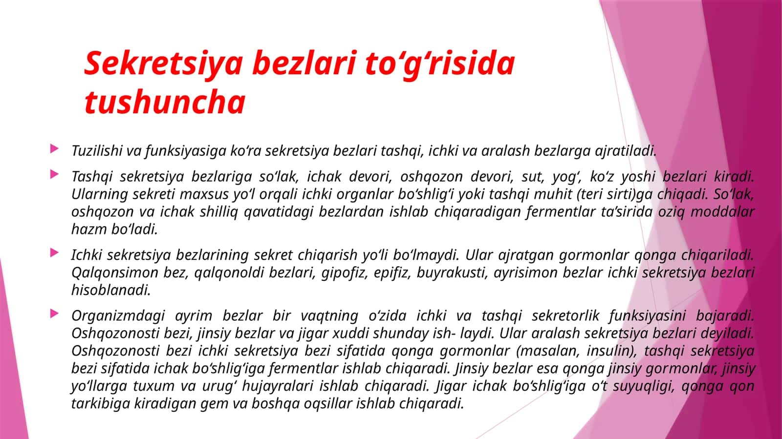 Sekret bezlariga to‘g‘risida tushuncha 1