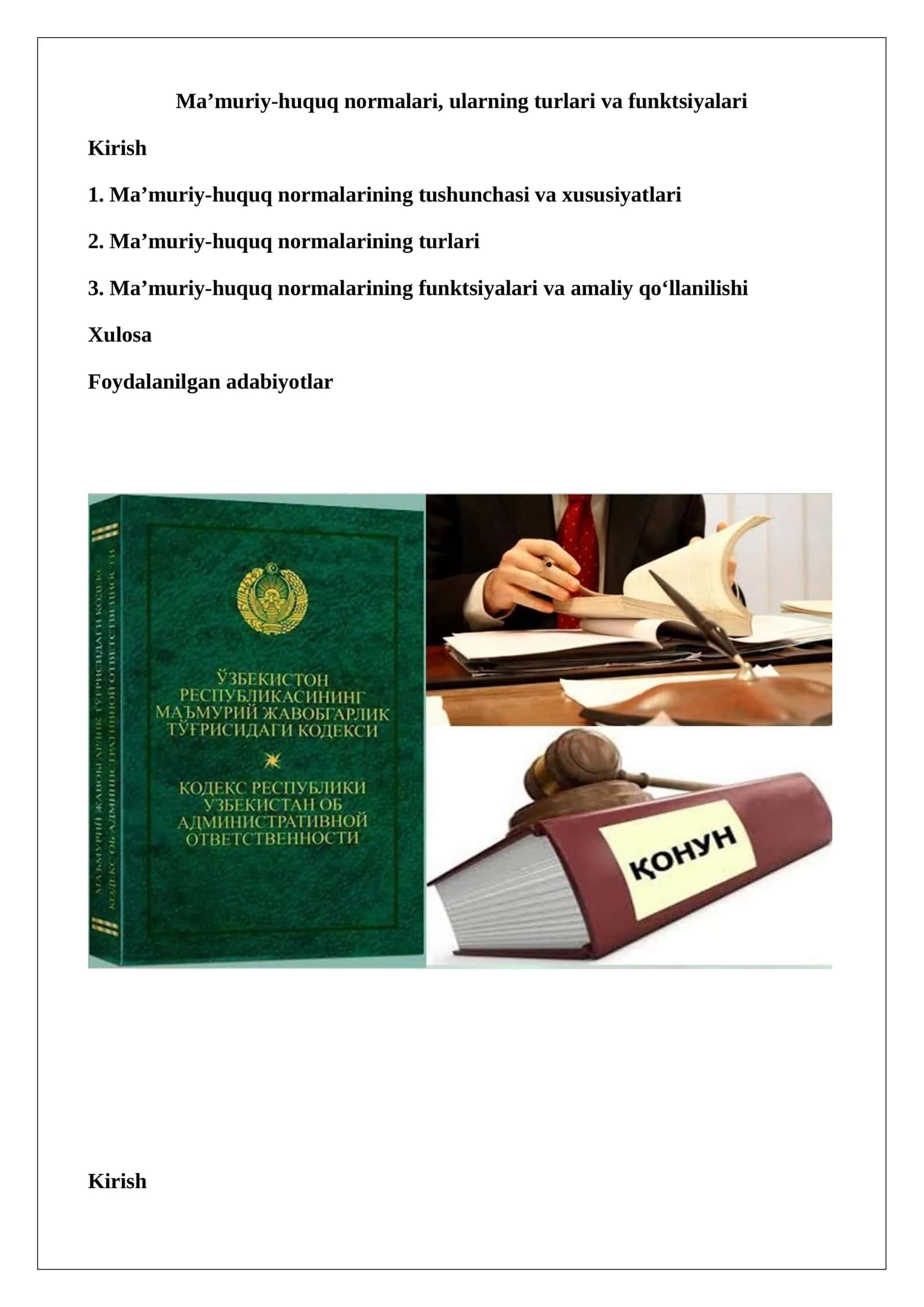 Ma’muriy-huquq normalari, ularning turlari va funktsiyalari 1