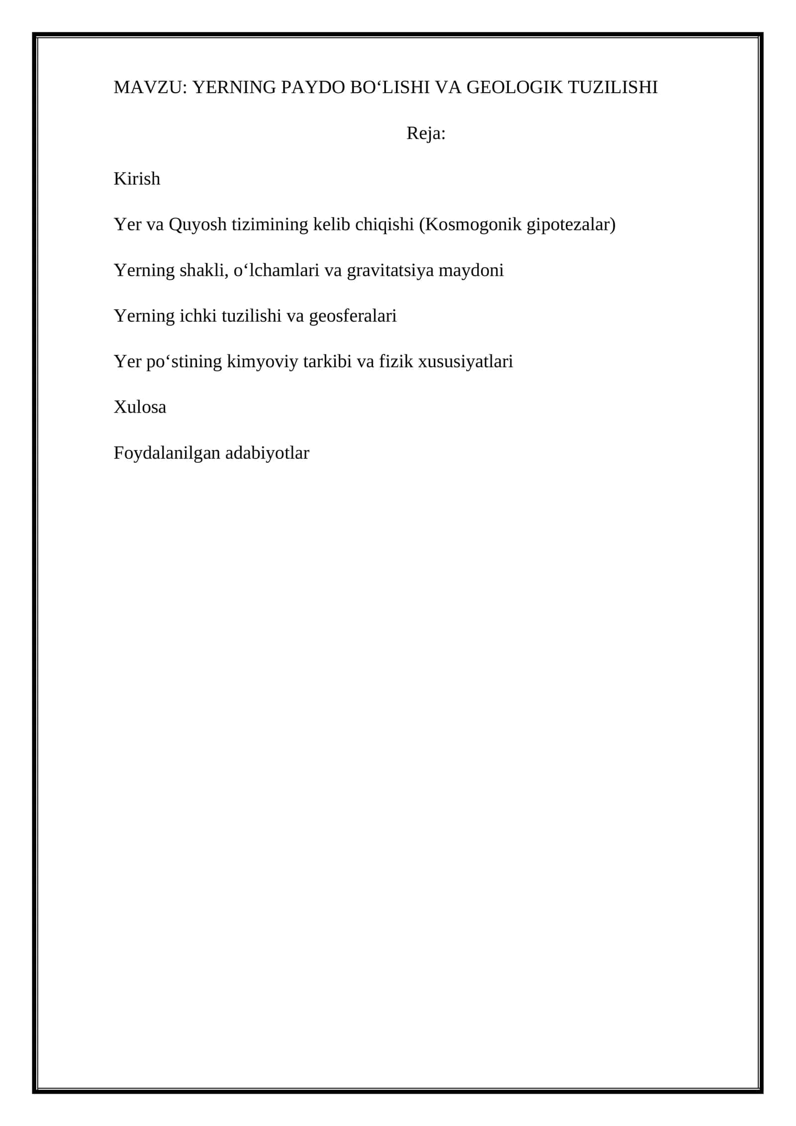 YERNING PAYDO BO‘LISHI VA GEOLOGIK TUZILISHI 1