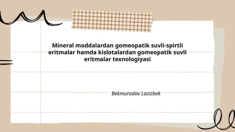 Mineral moddalardan gomeopatik suvli-spirtli eritmalar 1