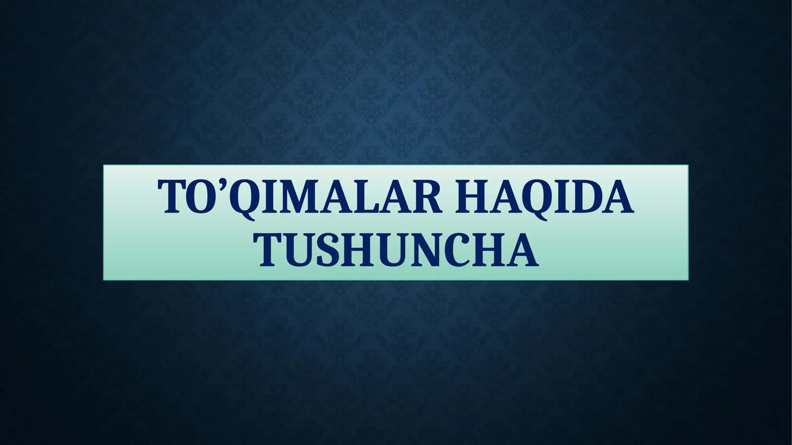 To'qimalar haqida tushuncha 1