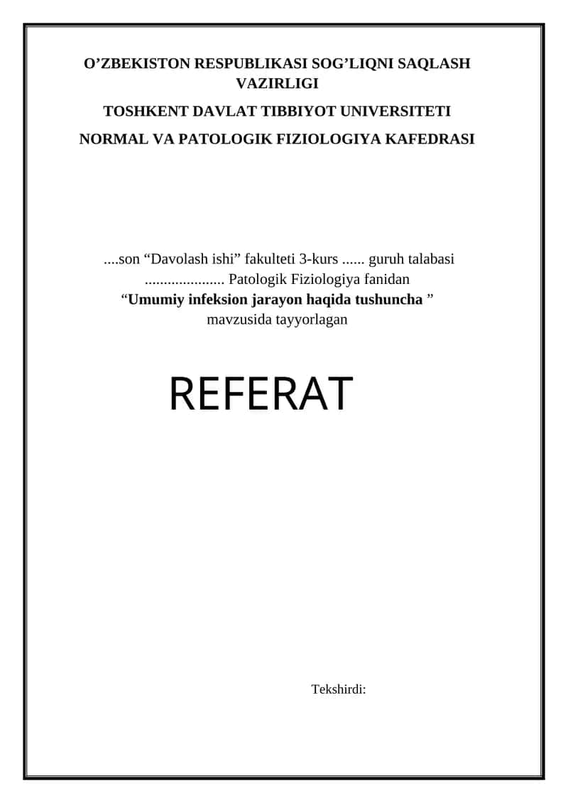 Umumiy infeksion jarayon haqida tushuncha 1