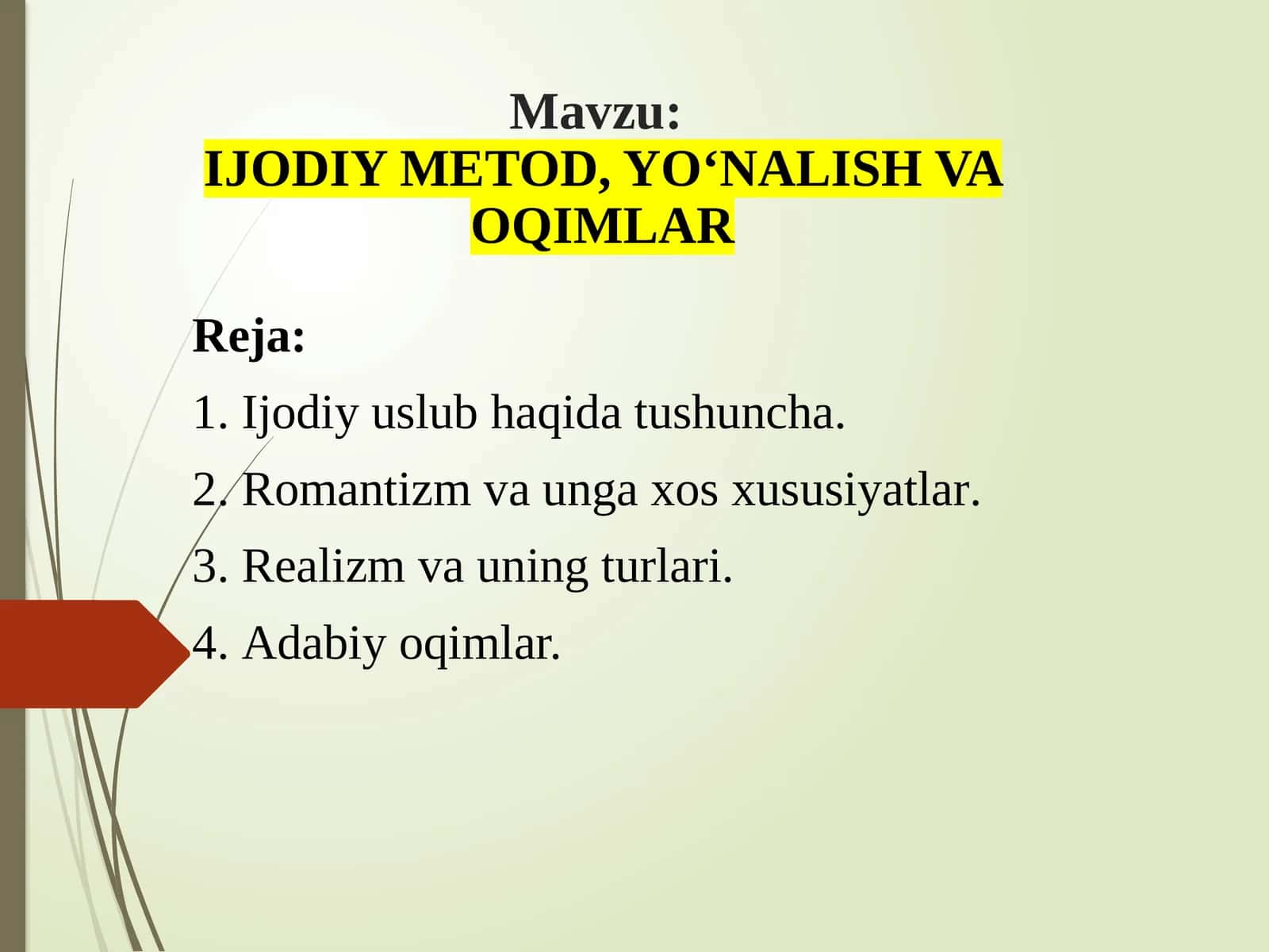 IJODIY METOD, YOʻNALISH VA OQIMLAR 1