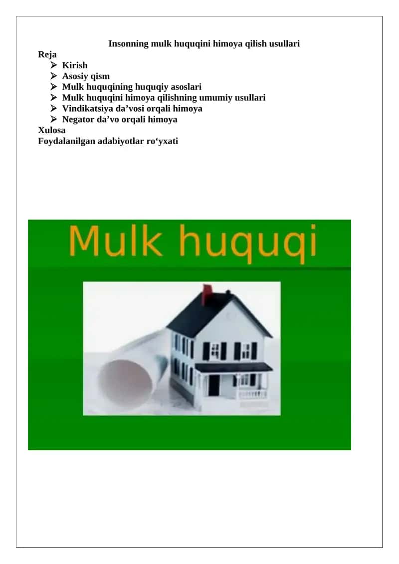 Insonning mulk huquqini himoya qilish usullari 1