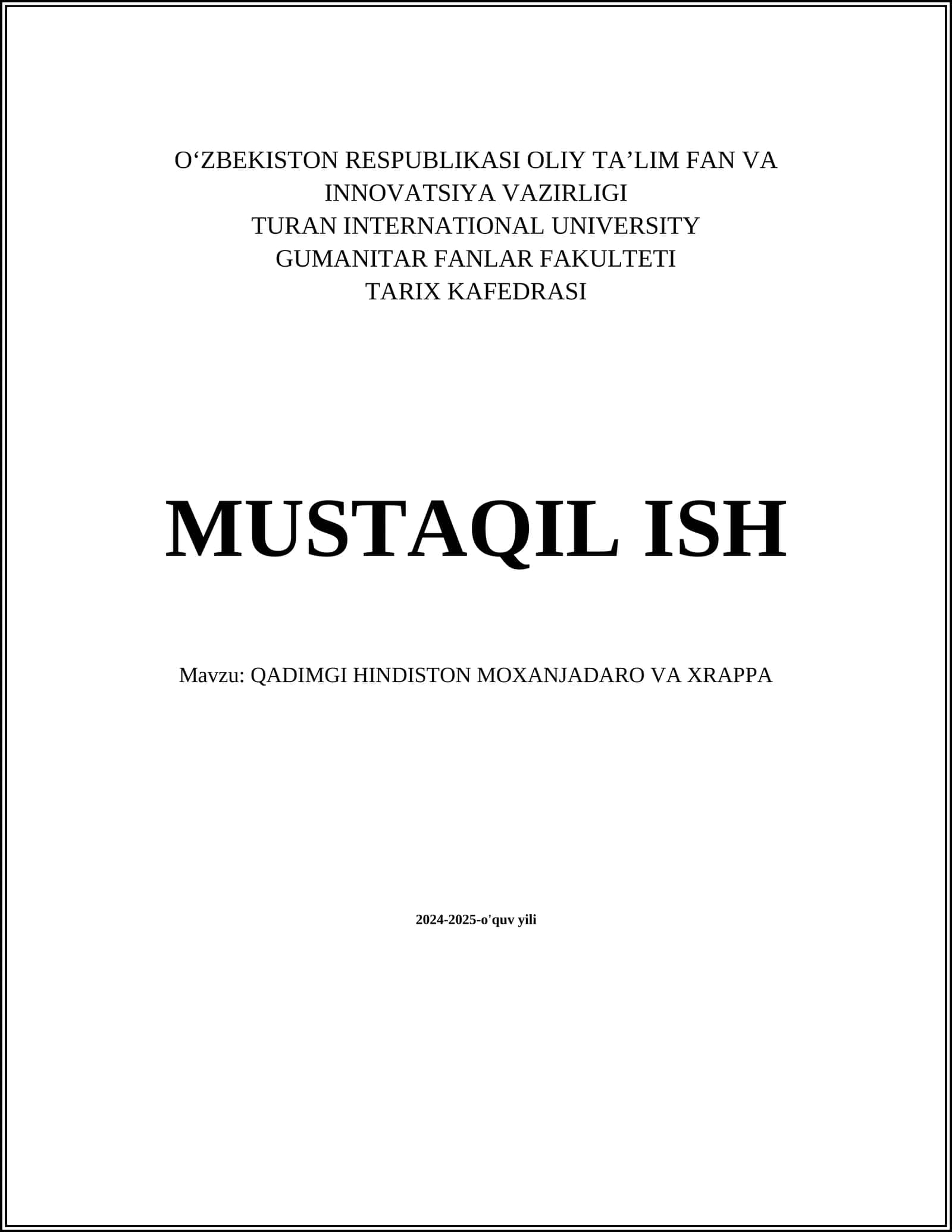 QADIMGI HINDISTON MOXANJADARO VA XRAPPA 1