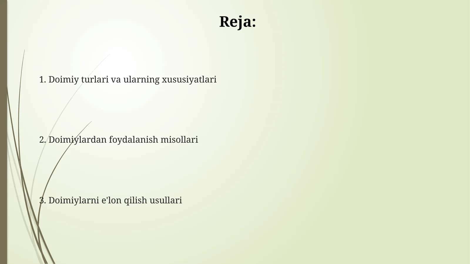 Doimiy turlari va ularning xususiyatlari 1