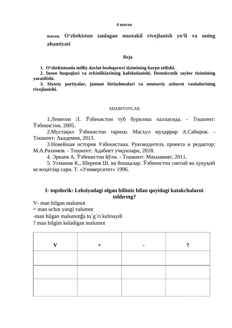 Ўзбекистон тарихи 1