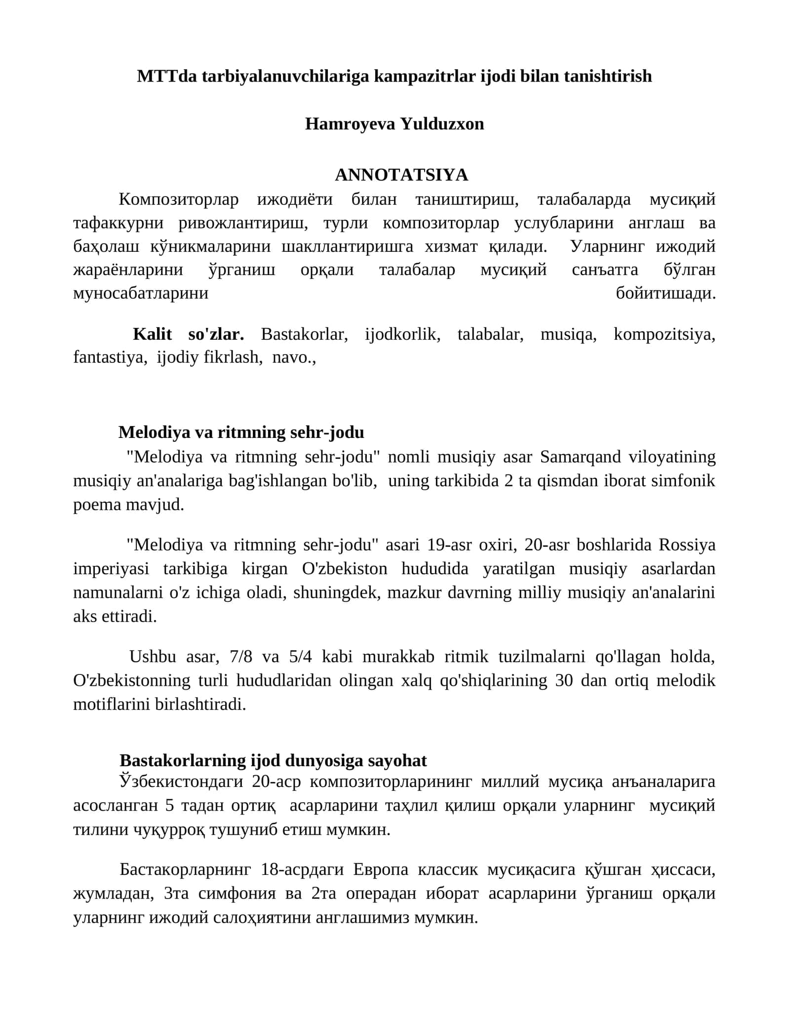 Melodiya va ritmning sehr-jodu 1
