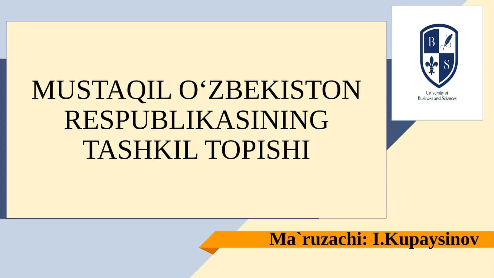 MUSTAQIL O‘ZBEKISTON RESPUBLIKASINING TASHKIL TOPISHI 1